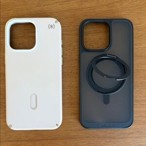 VGUC Anker iPhone Pro Max 15 Case with Ring Stand & Speck Presidio Pro 2 Case
